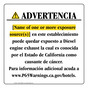Spanish California Prop 65 Hotel Warning Sign CAWS-39868