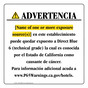 Spanish California Prop 65 Hotel Warning Sign CAWS-39893