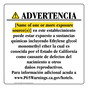Spanish California Prop 65 Hotel Warning Sign CAWS-39932