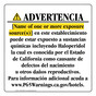 Spanish California Prop 65 Hotel Warning Sign CAWS-39978