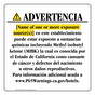 Spanish California Prop 65 Hotel Warning Sign CAWS-40069