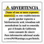 Spanish California Prop 65 Hotel Warning Sign CAWS-40129