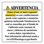 Spanish California Prop 65 Hotel Warning Sign CAWS-40130