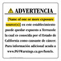Spanish California Prop 65 Hotel Warning Sign CAWS-40388