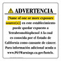 Spanish California Prop 65 Hotel Warning Sign CAWS-40392