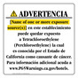 Spanish California Prop 65 Hotel Warning Sign CAWS-40393