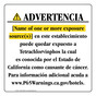 Spanish California Prop 65 Hotel Warning Sign CAWS-40394