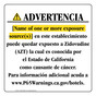 Spanish California Prop 65 Hotel Warning Sign CAWS-40460