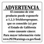 Spanish California Prop 65 Food Warning Sign CAWS-40470