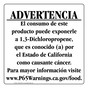 Spanish California Prop 65 Food Warning Sign CAWS-40477