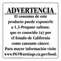 Spanish California Prop 65 Food Warning Sign CAWS-40479