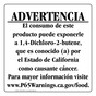 Spanish California Prop 65 Food Warning Sign CAWS-40481