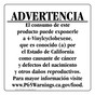 Spanish California Prop 65 Food Warning Sign CAWS-40557