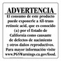 Spanish California Prop 65 Food Warning Sign CAWS-40582