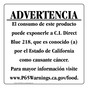 Spanish California Prop 65 Food Warning Sign CAWS-40670