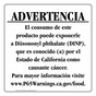 Spanish California Prop 65 Food Warning Sign CAWS-40799