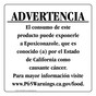 Spanish California Prop 65 Food Warning Sign CAWS-40830