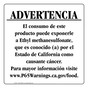 Spanish California Prop 65 Food Warning Sign CAWS-40846