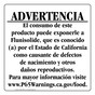 Spanish California Prop 65 Food Warning Sign CAWS-40867
