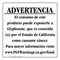Spanish California Prop 65 Food Warning Sign CAWS-40893