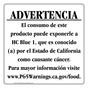 Spanish California Prop 65 Food Warning Sign CAWS-40902
