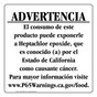 Spanish California Prop 65 Food Warning Sign CAWS-40904