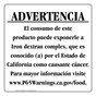 Spanish California Prop 65 Food Warning Sign CAWS-40933