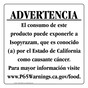 Spanish California Prop 65 Food Warning Sign CAWS-40936