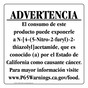Spanish California Prop 65 Food Warning Sign CAWS-41025