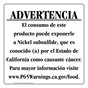 Spanish California Prop 65 Food Warning Sign CAWS-41043