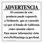 Spanish California Prop 65 Food Warning Sign CAWS-41048