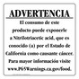 Spanish California Prop 65 Food Warning Sign CAWS-41050