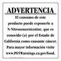 Spanish California Prop 65 Food Warning Sign CAWS-41088
