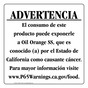Spanish California Prop 65 Food Warning Sign CAWS-41104