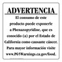 Spanish California Prop 65 Food Warning Sign CAWS-41152