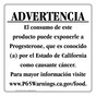 Spanish California Prop 65 Food Warning Sign CAWS-41189