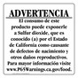 Spanish California Prop 65 Food Warning Sign CAWS-41237