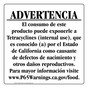 Spanish California Prop 65 Food Warning Sign CAWS-41255