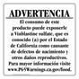 Spanish California Prop 65 Food Warning Sign CAWS-41305