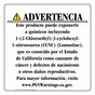 Spanish California Prop 65 Consumer Product Warning Sign CAWS-42180