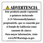 Spanish California Prop 65 Consumer Product Warning Sign CAWS-42240