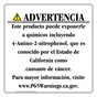 Spanish California Prop 65 Consumer Product Warning Sign CAWS-42265