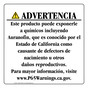 Spanish California Prop 65 Consumer Product Warning Sign CAWS-42330