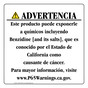 Spanish California Prop 65 Consumer Product Warning Sign CAWS-42343