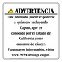 Spanish California Prop 65 Consumer Product Warning Sign CAWS-42394