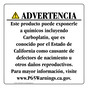 Spanish California Prop 65 Consumer Product Warning Sign CAWS-42403