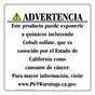 Spanish California Prop 65 Consumer Product Warning Sign CAWS-42444