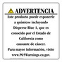 Spanish California Prop 65 Consumer Product Warning Sign CAWS-42534