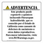 Spanish California Prop 65 Consumer Product Warning Sign CAWS-42586