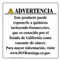 Spanish California Prop 65 Consumer Product Warning Sign CAWS-42597